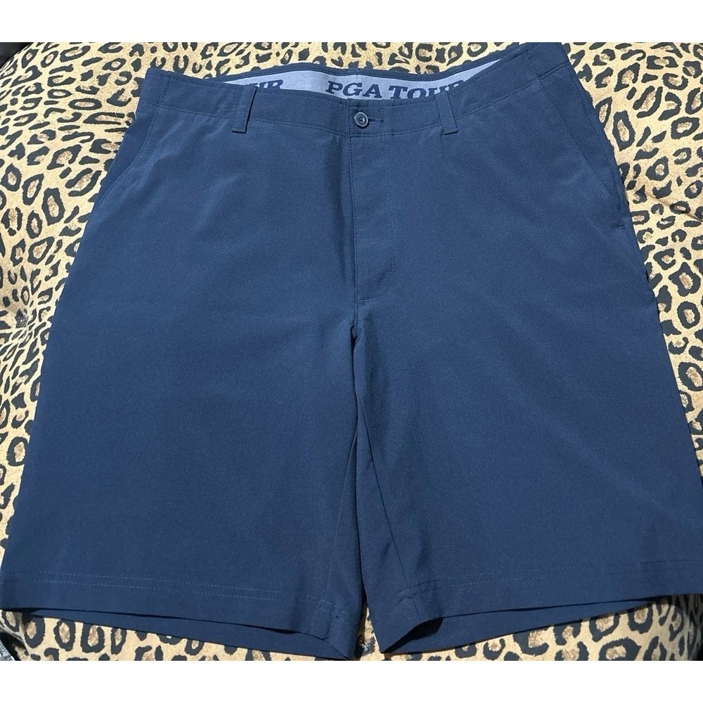 PGA Tour Men's Navy Blue Lightweight Comfort Waistband Golf Shorts, Size 36